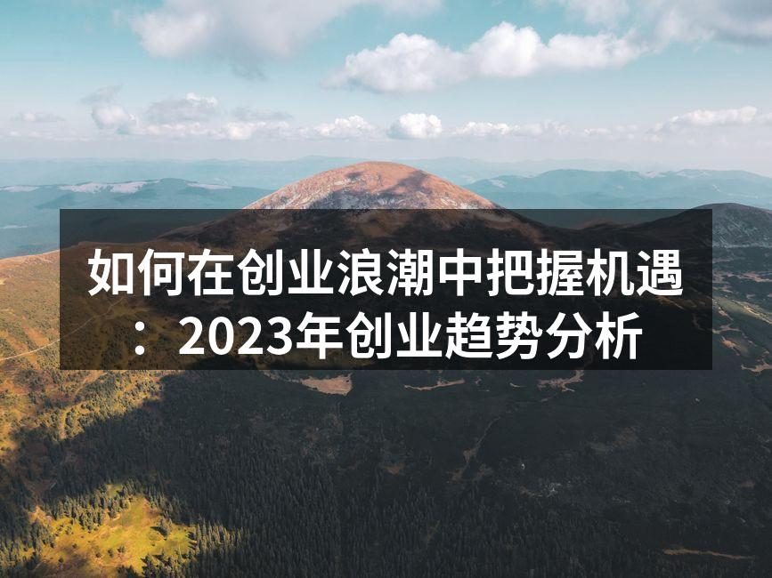 如何在创业浪潮中把握机遇：2023年创业趋势分析